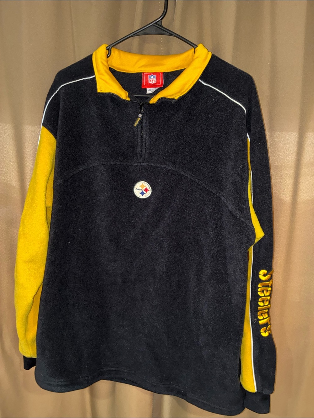 NFL Black and Gold Pittsburgh Steelers Quarter-Zip Fleece Pullover